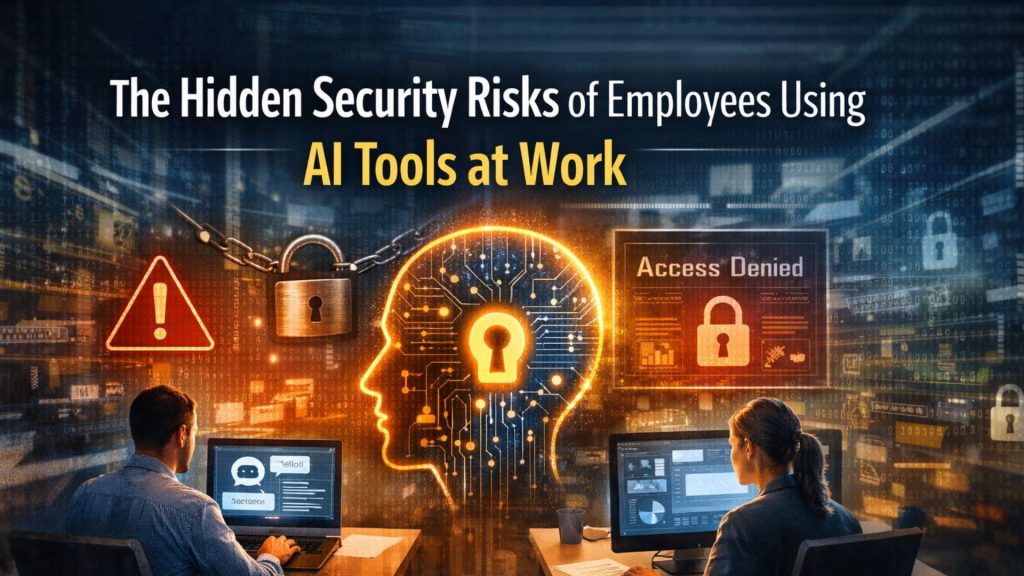 AI security risks in the workplace, employees using AI tools at work, business risks of ChatGPT at work, unmanaged AI tools in business, data security risks of AI tools